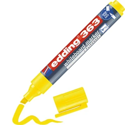 Abbildung von edding 363 Whiteboardmarker gelb 1 Whiteboard Stift Keilspitze 5 mm Boardmarker abwischbar für Whiteboard, Flipchart, Magnettafel, Pinnwand, Memoboard Sketchnotes