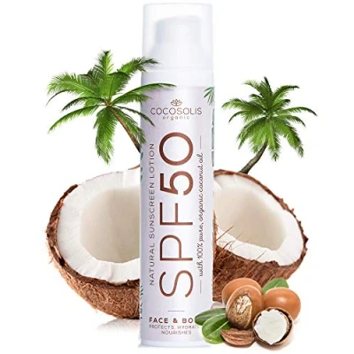Abbildung von COCOSOLIS Sonnencreme SPF 50 Feuchtigkeitsspender mit Sonnenschutz gegen UVA und UVB Strahlen Sun Cream für alle Hauttypen Kokosöl, Kakaobutter, Sheanussöl 100ml