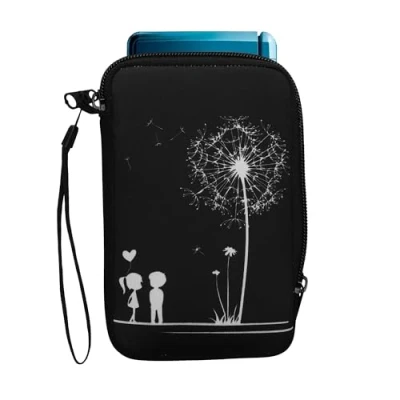 Abbildung von kwmobile Tasche kompatibel mit Nintendo 3DS XL Neopren Hülle Pusteblume Love Weiß Schwarz