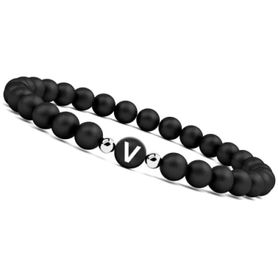 Abbildung von Armband mit Buchstaben V I Pärchen Partnerarmband Perlen zu Valentinstag (Buchstabe V)