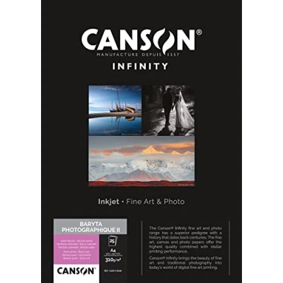 Abbildung von CANSON INFINITY BARYTA PHOTOGRAPHIQUE II 310, C400110548, Digital Fine Art Papier, DIN A4 (21,0 x 29,7cm), 25 Blatt, 310 g/m2