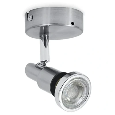 Abbildung von B.K.Licht LED Wandspot für das Bad schwenkbar, warmweiße Lichtfarbe, 5 Watt, 400 Lumen, Wandlampe innen, Wandstrahler, Wandleuchte Wandlicht, Wandbeleuchtung, 8x10,6 cm, Matt Nickel Chrom
