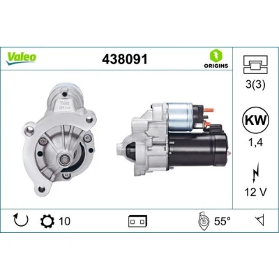 Abbildung von VALEO NEW ORIGINAL PART 438091 Anlasser 12 1,4 10 PEUGEOT: 206 Hatchback, 306 307 CC, CITROËN: C4 I Grand Picasso, C5 II Estate, Synergie