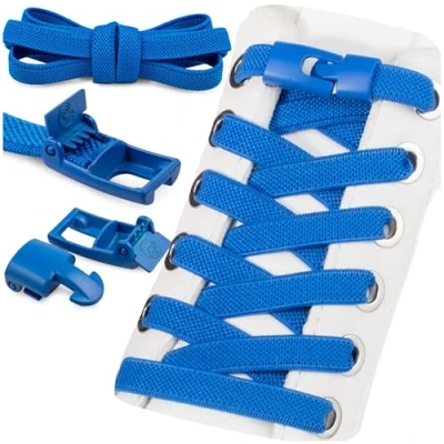 Abbildung von SULPO Elastische Schnürsenkel ohne Binden Flache Gummi Schnellverschluss, No Tie Sneakers für Erwachsene und Kinder 100 cm Lang, 2 Paare Blau