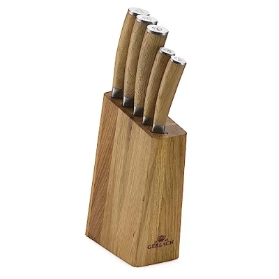 Abbildung von Gerlach 1760 Natur Messerblock Messerset Küchenmesserset 5 Messer aus Edelstahl Buchenholz Küchenmesser im Block Kochmesser Brotmesser Gemüsemesser Küche Küchenutensilien Küchenzubehör, Hellbraun