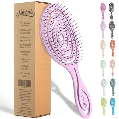 Abbildung von Ninabella Haarbürste ohne Ziepen für Damen, Herren &amp; Kinder Entwirrbürste Locken, lange nasse Haare Nachhaltige Detangler Bürste mit Spiralfeder aus recyceltem Material Hair Brush Lilac