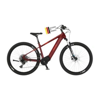 Abbildung von Fischer E Mountainbike MONTIS 7.0i Elektrofahrrad für Damen und Herren, RH 49 cm, Mittelmotor 70 Nm, 36 V Akku, Purpurrot, 49cm 630Wh