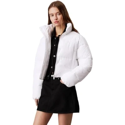 Abbildung von Calvin Klein Jeans Matte Cropped Puffer Winterjacke, Damen, Größe: Medium, Bright white