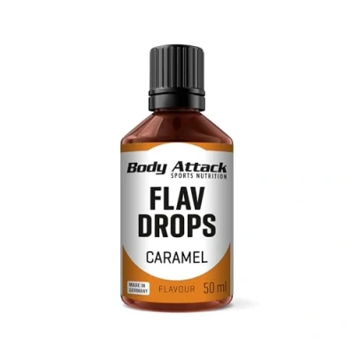 Abbildung von Body Attack Flav Drops®, 50 ml, Caramel, Aromatropfen für Lebensmittel, zuckerfreie Flavour Drops ohne Kalorien, vegan &amp; Qualität Made in Germany