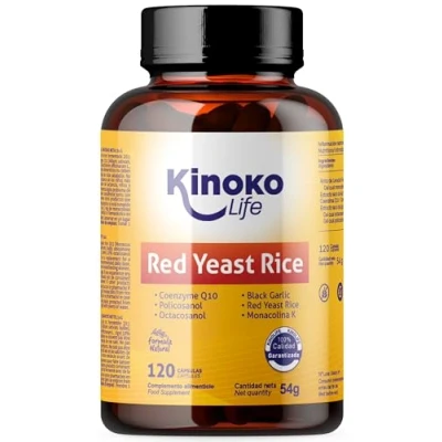 Abbildung von Roter Hefereis 120 Kapseln mit Monacolin K, Coenzym Q10, und Policosanol, schwarzer Knoblauch Octacosanol, Vegan, Ohne Magnesiumstearat