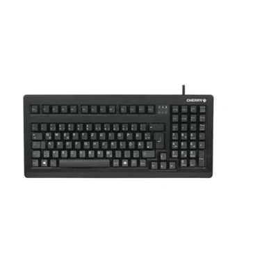 Abbildung von CHERRY G80 1800, Kabelgebundene Kompakt Tastatur für Industrieanwendungen, Deutsches Layout (QWERTZ), Perfektes Tastgefühl, Mechanische Switches, Schwarz