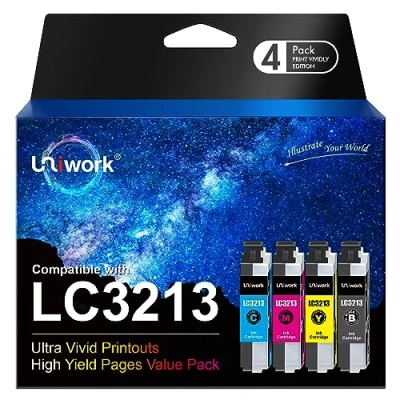 Abbildung von Uniwork LC3213 Druckerpatronen Kompatibel für Brother LC 3213 MFC J491DW J497DW DCP J572dw J890DW J895DW J772DW J774DW (Schwarz, Cyan, Magenta, Gelb)