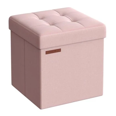 Abbildung von SONGMICS 38 cm Sitzbank mit Stauraum, klappbare Sitztruhe, Aufbewahrungsbox, Fußbank, pastellrosa LSF027R01