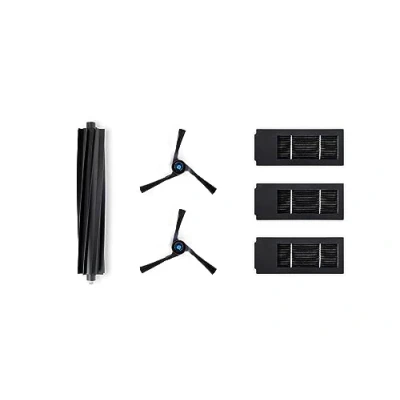 Abbildung von ECOVACS Wartungskit, Ersatzteile, für DEEBOT X2 OMNI / COMBO mit 1 Hauptbürste aus Gummi, 2 schwarzen Seitenbürsten, 3 antibakteriellen Filtern, Originalzubehör.