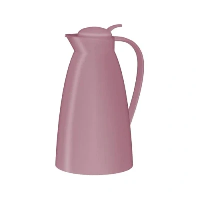 Abbildung von alfi ECO 1,0l, rosa matt, Isolierkanne mit hygienischem Hartglaseinsatz aus Kunststoff, Drehverschluss bequemer Drucktaste, Ausgießen einer Hand, ideal als Kaffeekanne, Teekanne, BPA frei