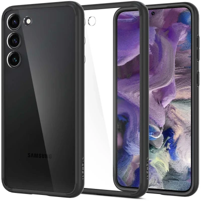 Abbildung von Samsung Galaxy S23 Hülle Kunststoff Spigen Hard Case/Backcover Handyhülle Schwarz Shockproof/Stoßfest