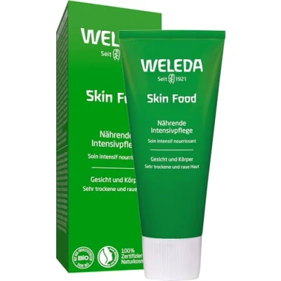 Abbildung von WELEDA Bio Skin Food Feuchtigkeitscreme 75ml reichhaltige Naturkosmetik Hautpflege SkinFood Hautcreme zur Pflege von sehr trockener Haut. Natürliche Körper &amp; Gesichtscreme nährt die Haut intensiv