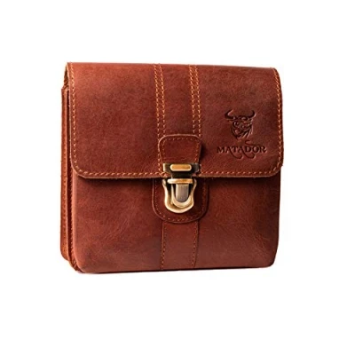 Abbildung von MATADOR &#039;Málaga Pro&#039; robuste Echtleder Gürteltasche Leder Hüfttasche geräumige Outdoor Ledertasche Handytasche (Vintage Braun)