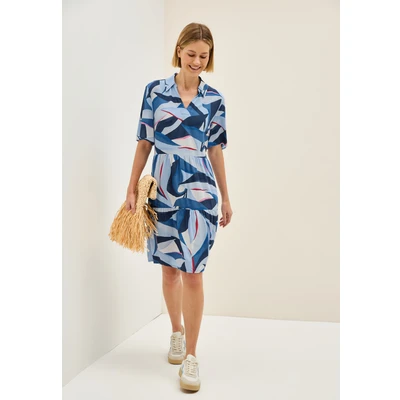 Abbildung von CECIL Damen B144555 Kleid mit Volants, Urban Navy Blue, L