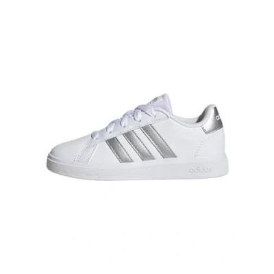 Abbildung von adidas Grand Court Lifestyle Tennis Lace Up Shoes Tennisschuhe, White/Matte Silver/Matte Silver, 31 EU
