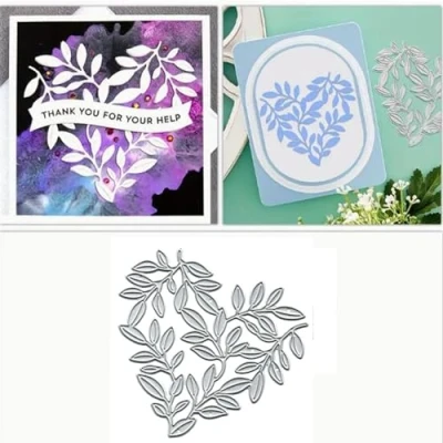 Abbildung von Metall Stanzformen zum Valentinstag, Blatt Herz, Frühlingsblumen, Blätter, Stanzschablonen für Bastelarbeiten, Einladungskarten, Scrapbooking, Alben, dekorative Prägepapier Stanzformen,