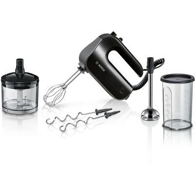 Abbildung von Bosch Handrührer Home Professional Styline MFQ4980B, 5 Stufen, 2 Edelstahl Rührbesen und Knethaken, Mixstab Edelstahl, Universalzerkleinerer, 850 W, schwarz/dark silver