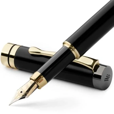 Abbildung von Wordsworth &amp; Black&#039;s Fountain Pen Set, Luxury Bamboo Wood Extra Fine Nib, Gift Case; Includes 6 Ink Cartridges, Refill Converter Journaling, Calligraphy; Drawing, Smooth Writing [Black Wood]