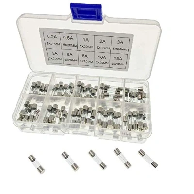 Abbildung von JZK 100x Flinke Glas Feinsicherung Set, 20 x 5mm, Glasrohrsicherung Sortiment Glassicherung mit Box und 10 Ampere Werten: 0,2A 0,5A 1A 2A 3A 5A 6A 8A 10A 15A