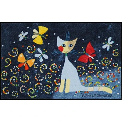 Abbildung von Salonloewe Rosina Wachtmeister Fußmatte waschbar Danza Delle farfalle 50x75 cm Haustür Matte Fussabtreter Katzen bunt rutschfest