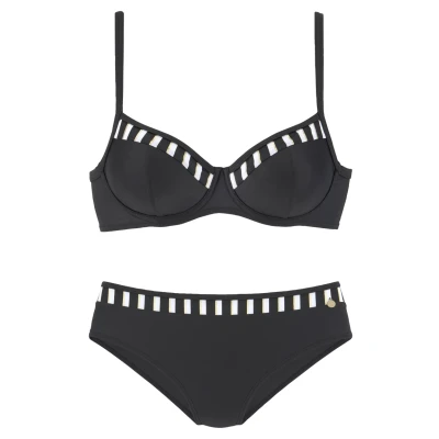 Abbildung von Lascana SET Bikini, Damen, Größe: 36xB, Schwarz weiß goldfarben