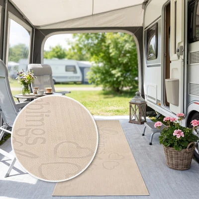 Abbildung von OTTO home Läufer "Lieblingsplatz, mit Schriftzug, In- und Outdoor geeignet" rechteckig 5 mm Höhe Wetterfest, UV-beständig, Küchenläufer, Camping, Balkon