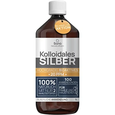 Abbildung von Kolloidales Silber 20 PPM 1 Liter ● Premium Silberwasser Stärker als 10ppm Für Mensch, Hund &amp; Katze Carbon Neutral 100% natürlich mit 2 Zutaten