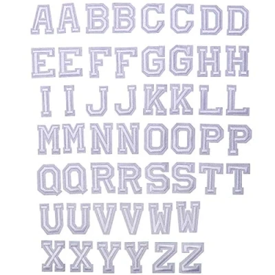 Abbildung von J.CARP 52Pcs White Alphabet A to Z Patches, Iron on Sew Letters for Clothing, Hats, Shoes, Backpacks, Handbags, Jeans, Jackets etc.