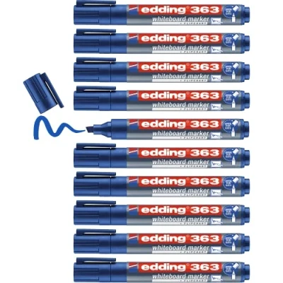 Abbildung von edding 363 Whiteboardmarker blau 10 Whiteboard Stifte Keilspitze 1 5 mm Boardmarker abwischbar für Whiteboard, Flipchart, Magnettafel, Pinnwand, Memoboard Sketchnotes nachfüllbar