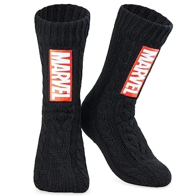 Abbildung von Marvel Kuschelsocken Herren Avengers Winter Socken Jungen Teenager Anti Rutsch (Schwarz)