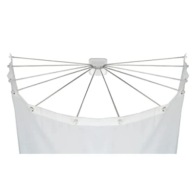 Abbildung von WENKO Duschschirm mit Edelstahl 12 Armen, Duschspinne als Duschvorhang, Duschvorhanghalter, 96 x 10,5 72 cm, Weiß