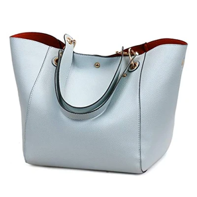 Abbildung von Pahajim Henkeltaschen Desigual Handtasche Damen Ledertasche Shopper Groß Tote Schultertaschen Kunstleder Wasserdichte Tasche Umhängetasche Geschenk Für Frauen(Blassblau)