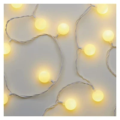 Abbildung von EMOS LED Lichterkette Cherry warmweiß für Innen und Außen, 4m lange Weihnachtslichterkette mit 40 LEDs in Kugelform 2,5cm, 6h Timer, Netzteil Transformator, Partys, Weihnachten, Deko