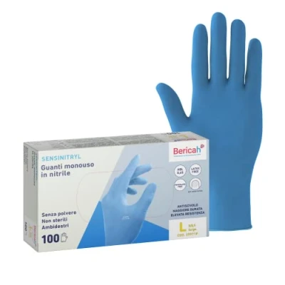 Abbildung von Bericah, Sensinitryl, Nitrilhandschuhe, puderfrei, Größe L, 100 Stück