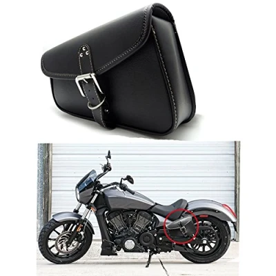Abbildung von 1 Stück Motorrad Satteltaschen Leder PU wasserdichte Links Satteltasche Side Gepäck Werkzeugtasche Schwarz