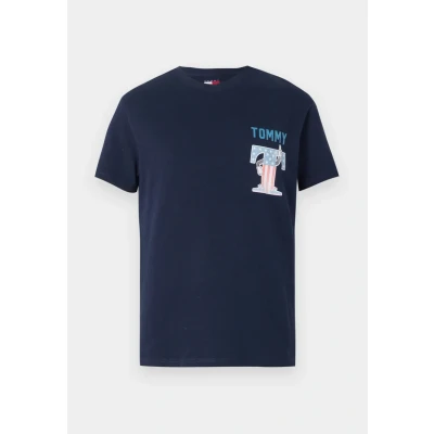 Abbildung von Tommy Jeans USA Script TEE Tshirt print, Herren, Größe: 44, Dark night navy