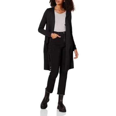 Abbildung von Amazon Essentials Damen Leichter Strickjackenpullover, Länger Geschnitten (Erhältlich In Übergröße), Schwarz, XXL
