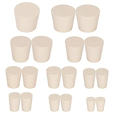 Abbildung von stonylab Gummistopfen Set, Weiße konische Labor Dichtung Gummistopper Solid Rubber Stoppers (19 Packs)