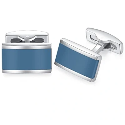 Abbildung von HONEY BEAR Herren Hochzeit Manschettenknöpfe Cufflinks Edelstahl Manschettenknopf (Blau)