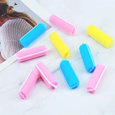 Abbildung von 36 Stücke Schaum Schwamm Lockenwickler 2cm Weicher Haar Rolle DIY Styling Werkzeug für Damen und Kinder (Rosa, Gelb, Blau)