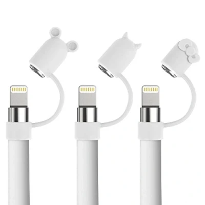 Abbildung von Fintie [3 Shape Pencil Kappe Kompatibel mit Apple 1. Generation Silikon Ersatzkappe Hülle Stiftehalter Pencilschutz Halterung für iPad 9.7, Air 2019, Mini 5 Pencil, Weiß