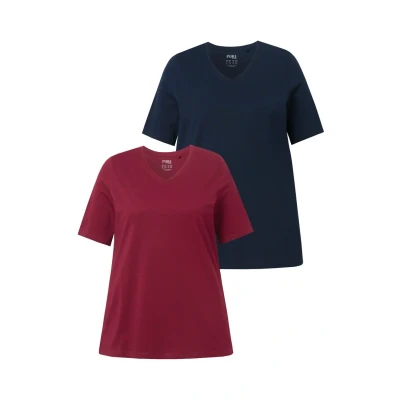 Abbildung von Ulla Popken LOT DE 2 Tshirt basic, Damen, Größe: 54/56, Dark cherry red