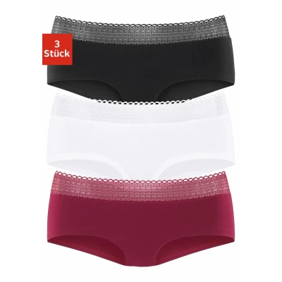 Abbildung von s.Oliver 3 PACK Panties Rot schwarz weiß, Damen, Größe: 32/34, weiß