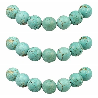 Abbildung von MJDCB Perlen zum Auffädeln 8mm 45 stück Türkis mit Loch Lose Runde Steinperlen für Herstellung Schmuck Armbänder Halsketten