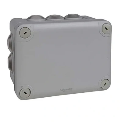 Abbildung von Mureva Box ENN05007 Abzweigdose 10 Tüllen Ø 25mm, geeignet für Feuchträume IP55 IK07 Wasserdicht, Aufputz Grau Halogenfrei, 150x105x80mm